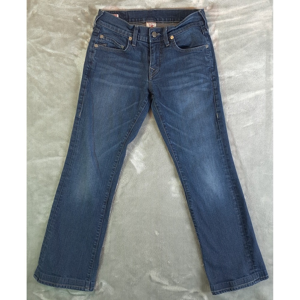 True Religion Jeans Mens Size 30x28.5 Altered Hem Blue Denim Straight Leg Style
